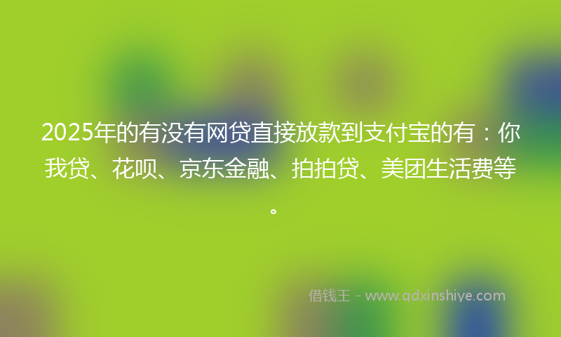 2025年的有没有网贷直接放款到支付宝的有：你我贷、花呗、京东金融、拍拍贷、美团生活费等。