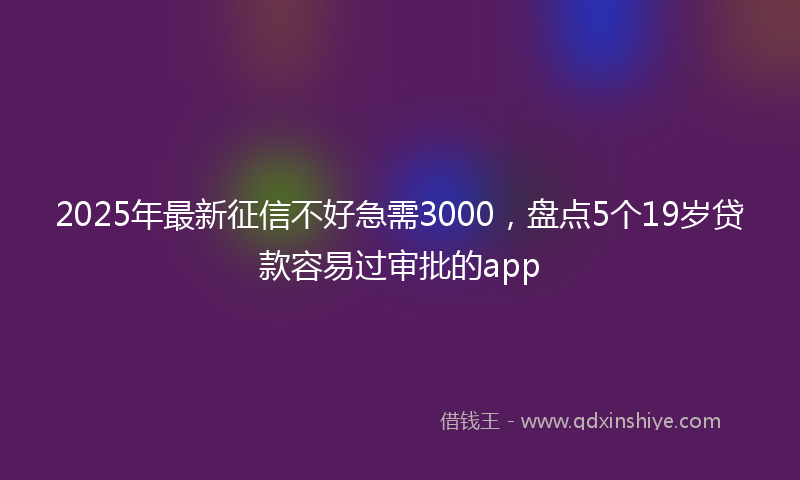 2025年最新征信不好急需3000，盘点5个19岁贷款容易过审批的app