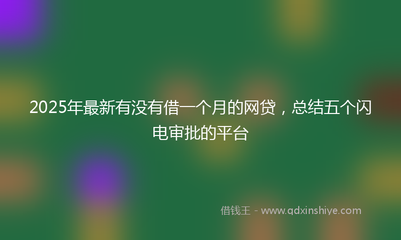 2025年最新有没有借一个月的网贷，总结五个闪电审批的平台