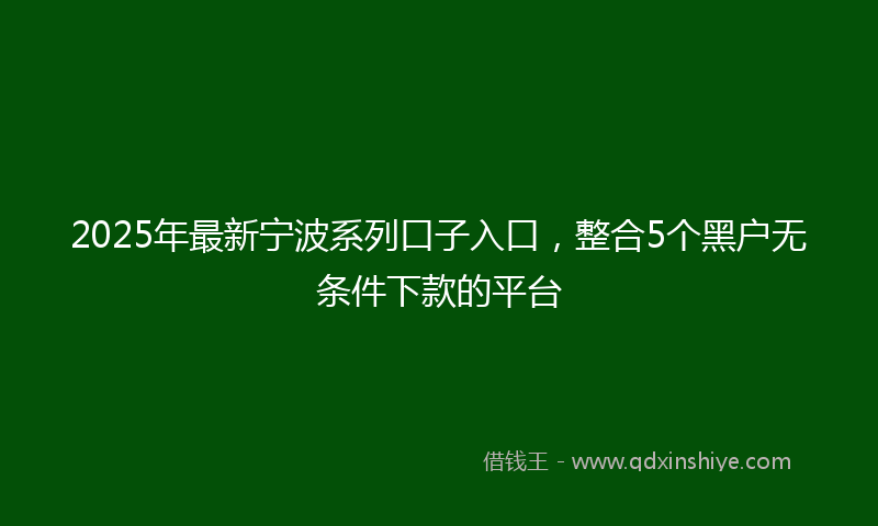 2025年最新宁波系列口子入口，整合5个黑户无条件下款的平台