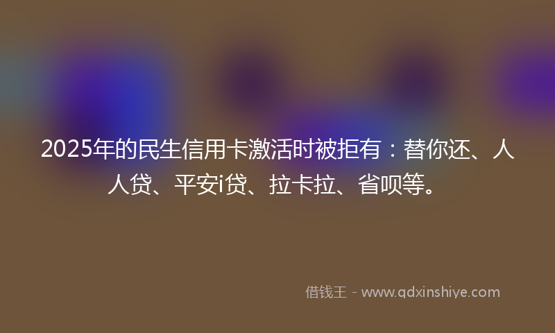 2025年的民生信用卡激活时被拒有：替你还、人人贷、平安i贷、拉卡拉、省呗等。