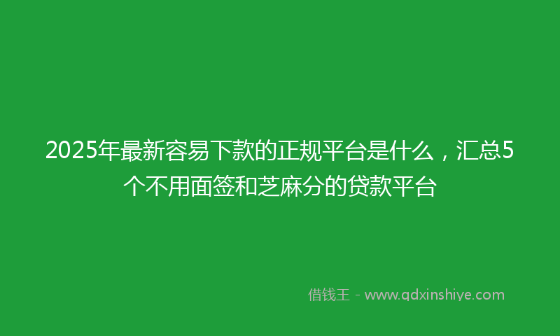 2025年最新容易下款的正规平台是什么，汇总5个不用面签和芝麻分的贷款平台
