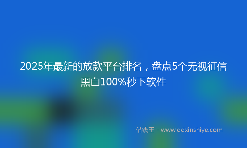 2025年最新的放款平台排名，盘点5个无视征信黑白100%秒下软件