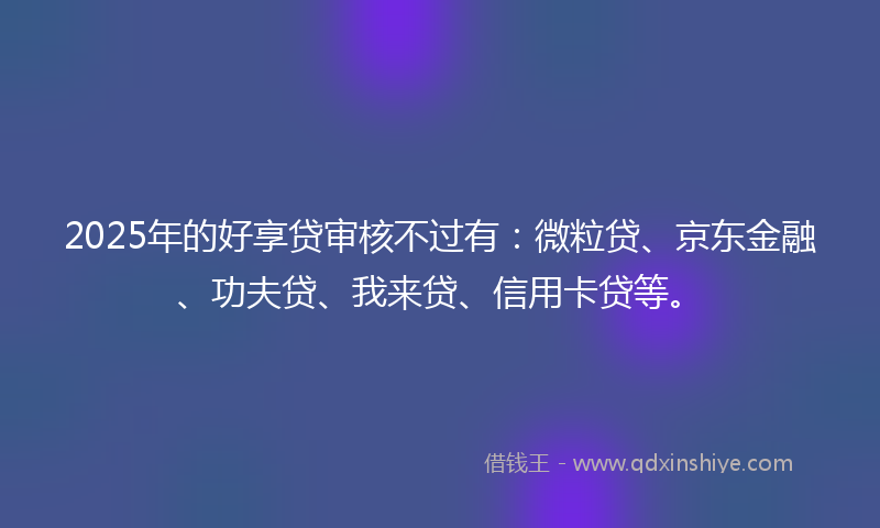 2025年的好享贷审核不过有：微粒贷、京东金融、功夫贷、我来贷、信用卡贷等。