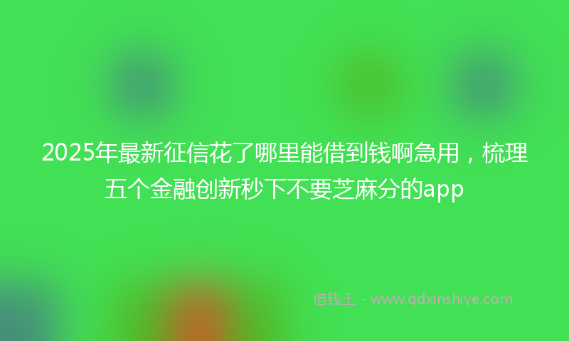 2025年最新征信花了哪里能借到钱啊急用，梳理五个金融创新秒下不要芝麻分的app