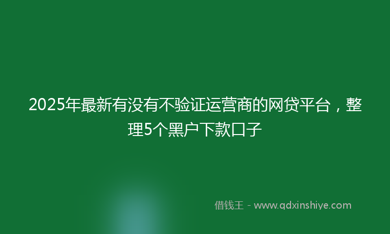 2025年最新有没有不验证运营商的网贷平台，整理5个黑户下款口子
