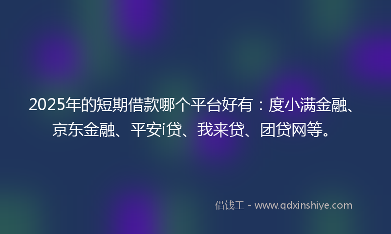 2025年的短期借款哪个平台好有：度小满金融、京东金融、平安i贷、我来贷、团贷网等。