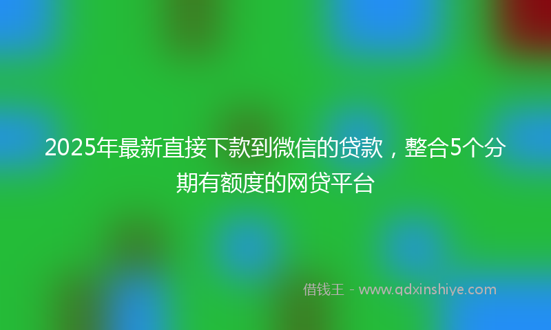 2025年最新直接下款到微信的贷款，整合5个分期有额度的网贷平台