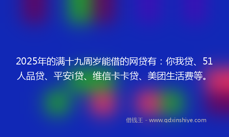 2025年的满十九周岁能借的网贷有：你我贷、51人品贷、平安i贷、维信卡卡贷、美团生活费等。