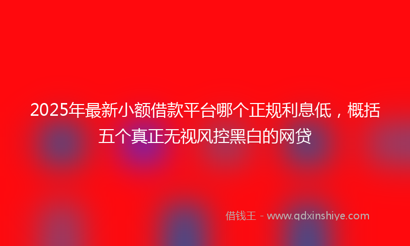 2025年最新小额借款平台哪个正规利息低，概括五个真正无视风控黑白的网贷