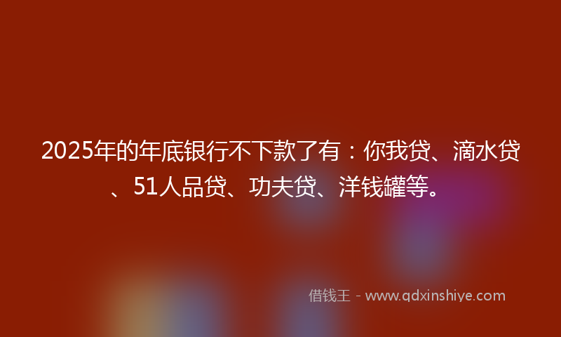 2025年的年底银行不下款了有：你我贷、滴水贷、51人品贷、功夫贷、洋钱罐等。