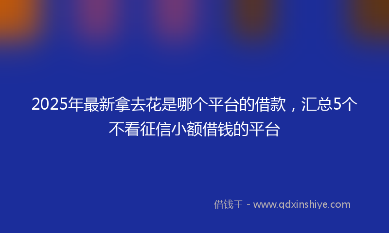 2025年最新拿去花是哪个平台的借款，汇总5个不看征信小额借钱的平台