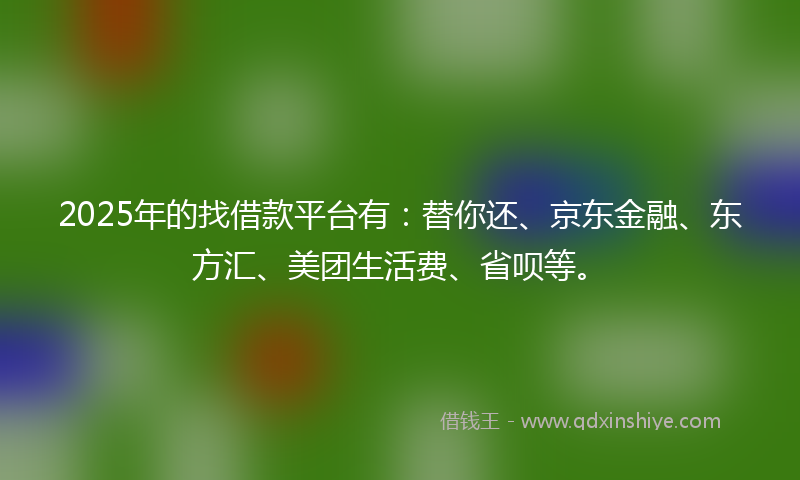 2025年的找借款平台有：替你还、京东金融、东方汇、美团生活费、省呗等。
