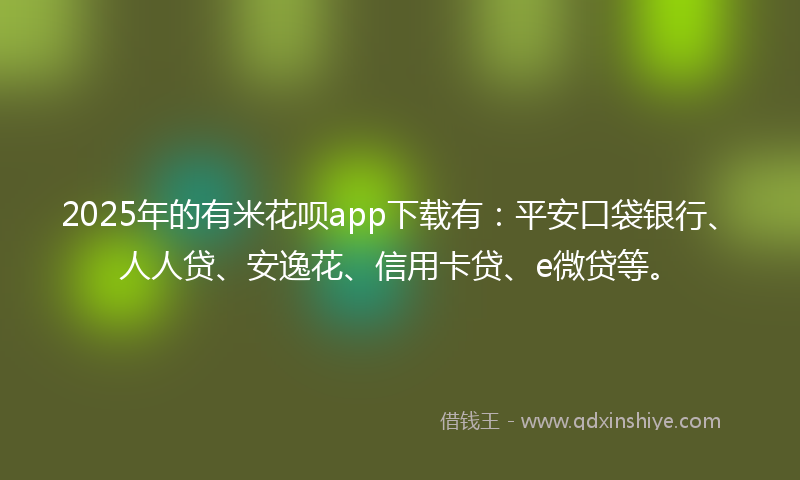 2025年的有米花呗app下载有：平安口袋银行、人人贷、安逸花、信用卡贷、e微贷等。