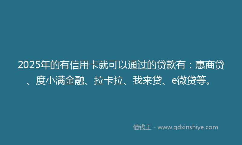 2025年的有信用卡就可以通过的贷款有：惠商贷、度小满金融、拉卡拉、我来贷、e微贷等。