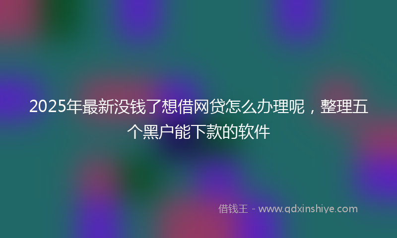 2025年最新没钱了想借网贷怎么办理呢，整理五个黑户能下款的软件