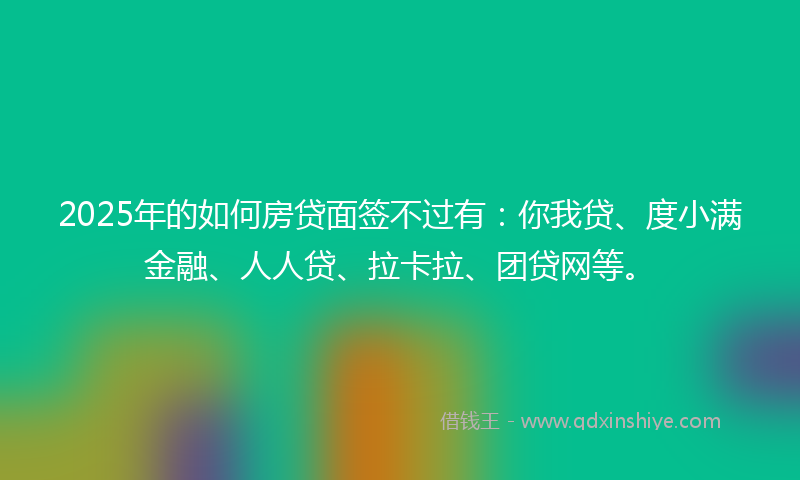 2025年的如何房贷面签不过有：你我贷、度小满金融、人人贷、拉卡拉、团贷网等。