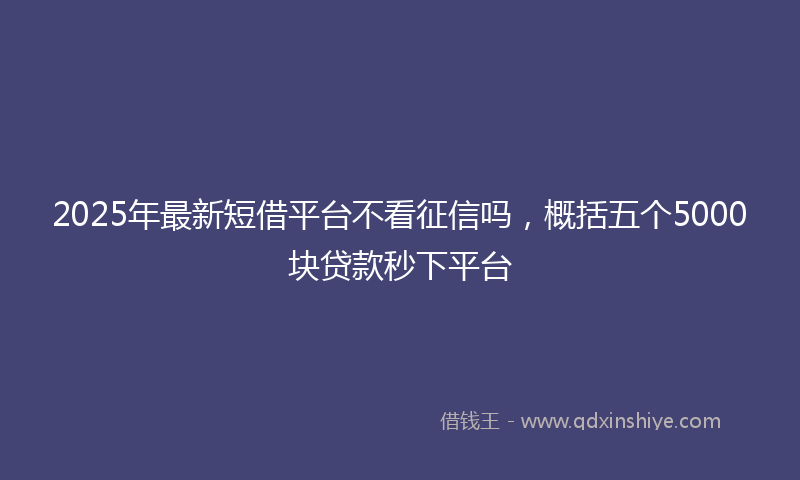 2025年最新短借平台不看征信吗，概括五个5000块贷款秒下平台