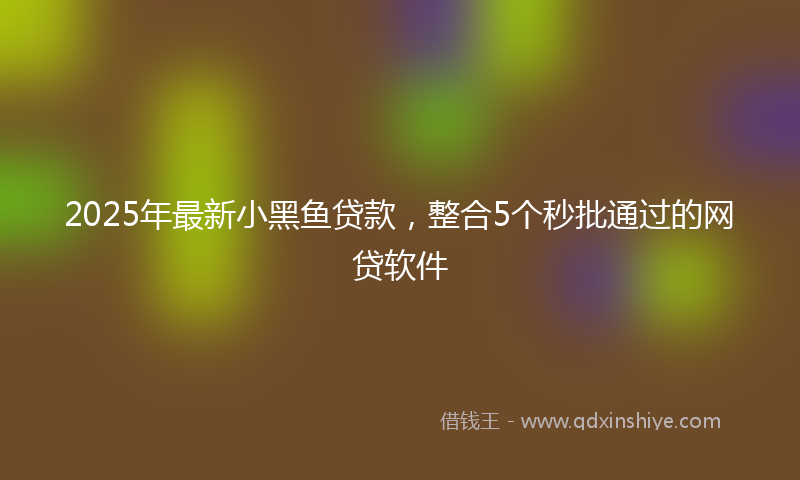 2025年最新小黑鱼贷款，整合5个秒批通过的网贷软件