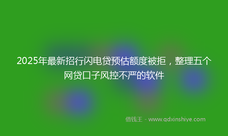 2025年最新招行闪电贷预估额度被拒，整理五个网贷口子风控不严的软件