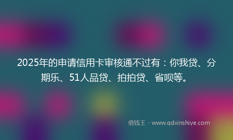 2025年的申请信用卡审核通不过有：你我贷、分期乐、51人品贷、拍拍贷、省呗等。