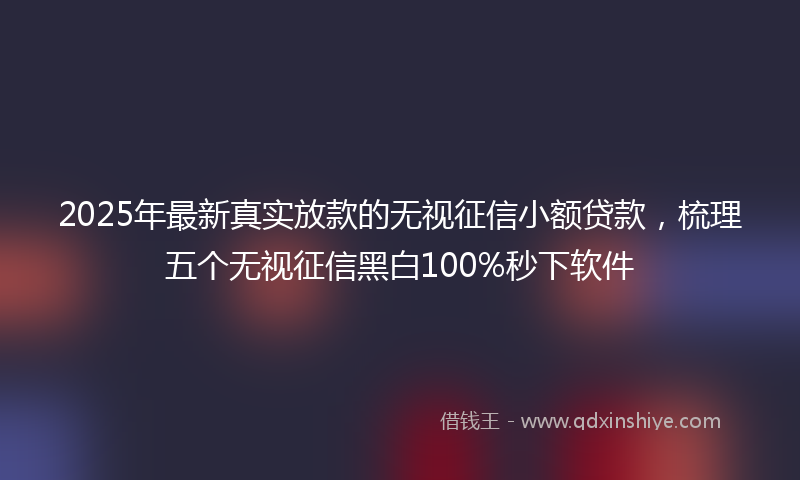 2025年最新真实放款的无视征信小额贷款，梳理五个无视征信黑白100%秒下软件