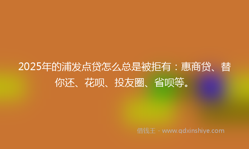 2025年的浦发点贷怎么总是被拒有：惠商贷、替你还、花呗、投友圈、省呗等。