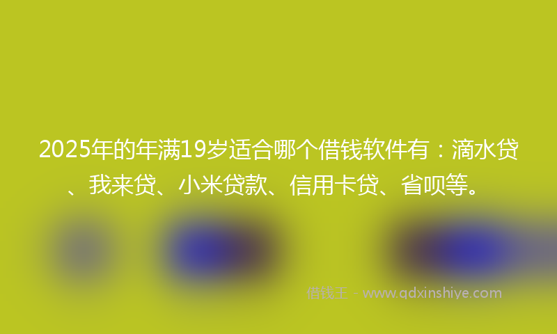 2025年的年满19岁适合哪个借钱软件有：滴水贷、我来贷、小米贷款、信用卡贷、省呗等。