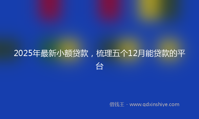 2025年最新小额贷款，梳理五个12月能贷款的平台