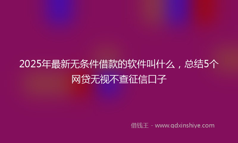 2025年最新无条件借款的软件叫什么，总结5个网贷无视不查征信口子