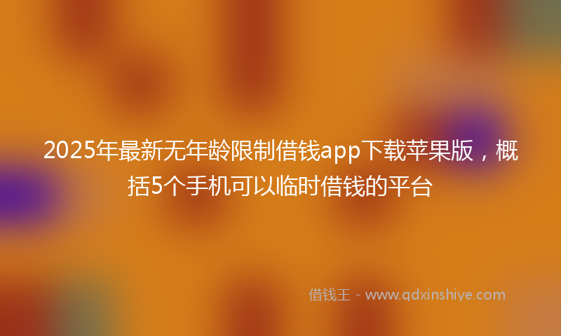 2025年最新无年龄限制借钱app下载苹果版，概括5个手机可以临时借钱的平台