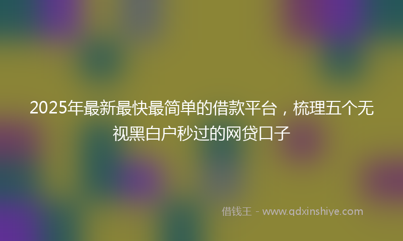 2025年最新最快最简单的借款平台，梳理五个无视黑白户秒过的网贷口子