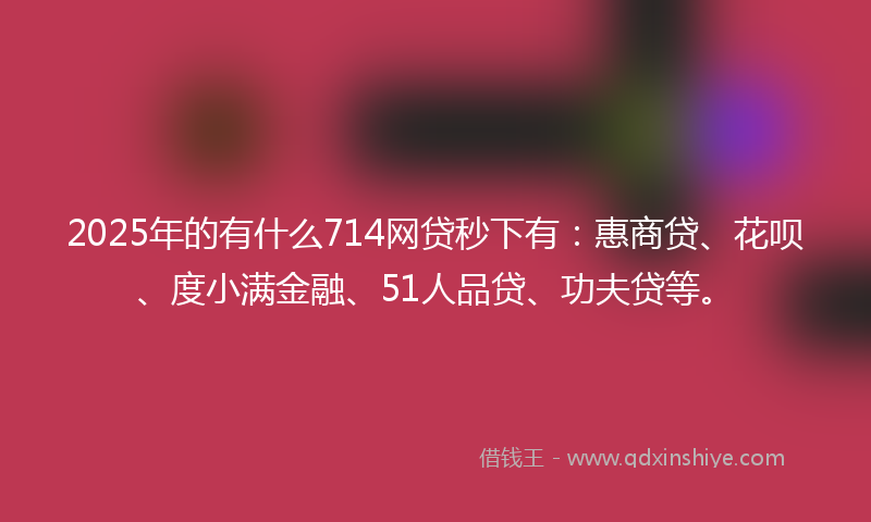 2025年的有什么714网贷秒下有：惠商贷、花呗、度小满金融、51人品贷、功夫贷等。