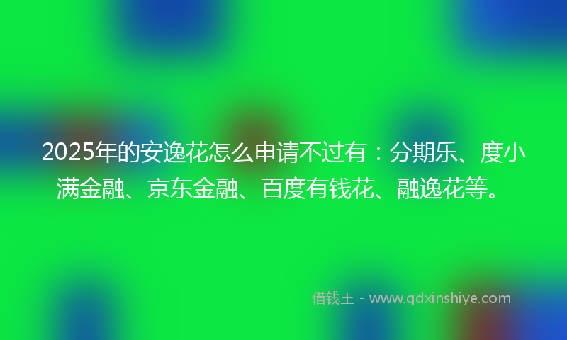 2025年的安逸花怎么申请不过有：分期乐、度小满金融、京东金融、百度有钱花、融逸花等。