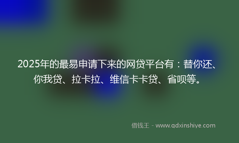 2025年的最易申请下来的网贷平台有：替你还、你我贷、拉卡拉、维信卡卡贷、省呗等。