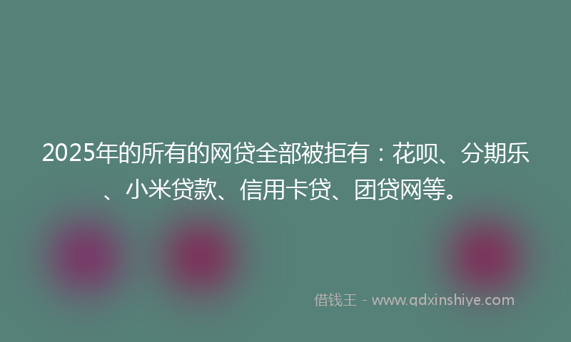 2025年的所有的网贷全部被拒有：花呗、分期乐、小米贷款、信用卡贷、团贷网等。