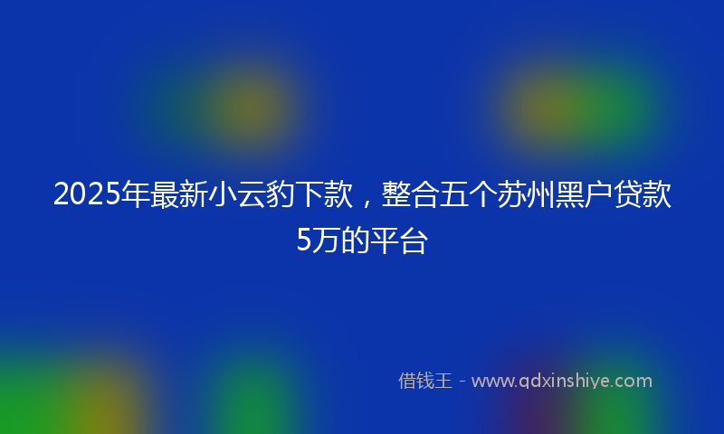 2025年最新小云豹下款，整合五个苏州黑户贷款5万的平台