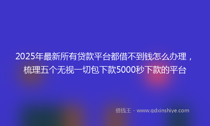 2025年最新所有贷款平台都借不到钱怎么办理，梳理五个无视一切包下款5000秒下款的平台