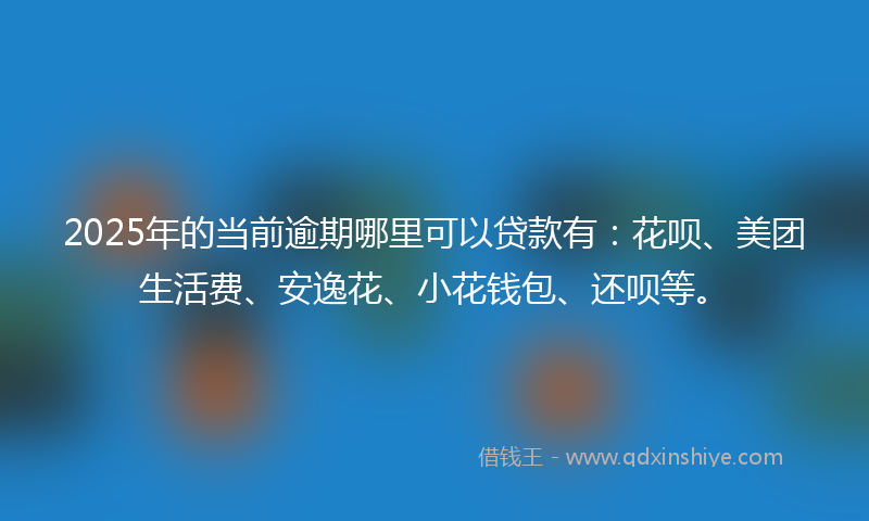 2025年的当前逾期哪里可以贷款有：花呗、美团生活费、安逸花、小花钱包、还呗等。