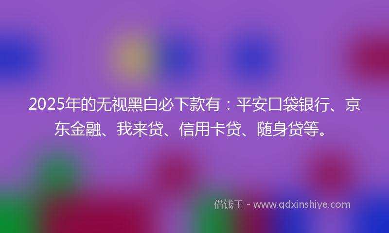 2025年的无视黑白必下款有：平安口袋银行、京东金融、我来贷、信用卡贷、随身贷等。