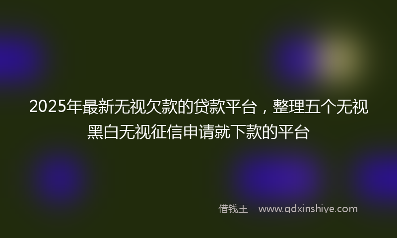2025年最新无视欠款的贷款平台，整理五个无视黑白无视征信申请就下款的平台