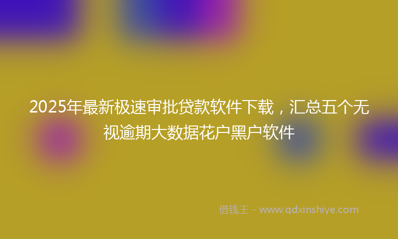 2025年最新极速审批贷款软件下载，汇总五个无视逾期大数据花户黑户软件