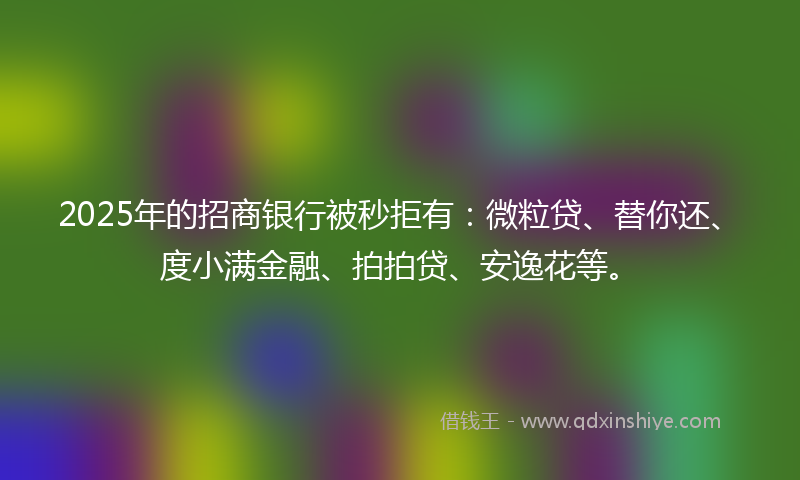 2025年的招商银行被秒拒有：微粒贷、替你还、度小满金融、拍拍贷、安逸花等。