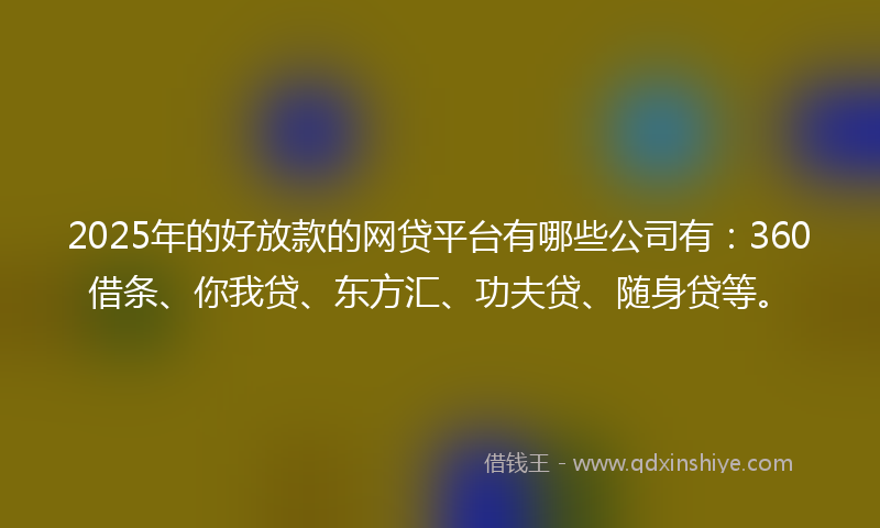 2025年的好放款的网贷平台有哪些公司有：360借条、你我贷、东方汇、功夫贷、随身贷等。