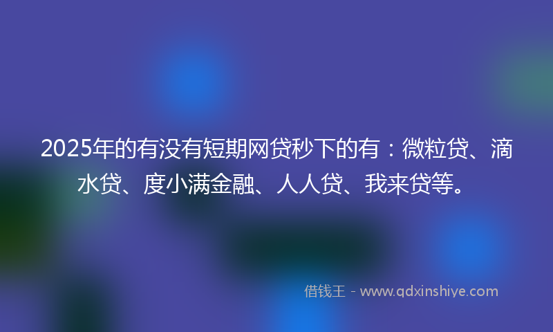 2025年的有没有短期网贷秒下的有：微粒贷、滴水贷、度小满金融、人人贷、我来贷等。