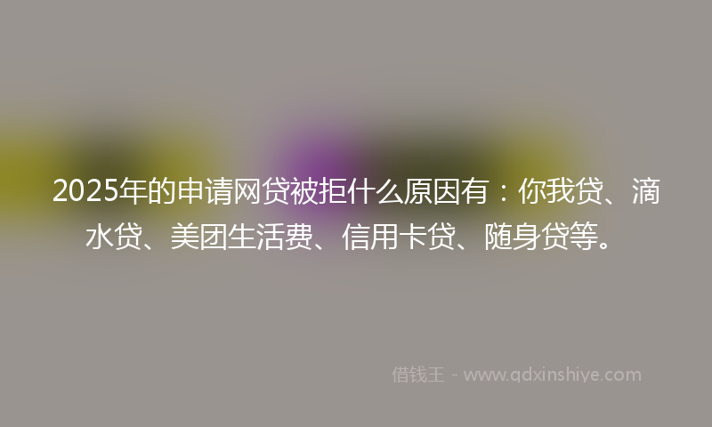 2025年的申请网贷被拒什么原因有：你我贷、滴水贷、美团生活费、信用卡贷、随身贷等。