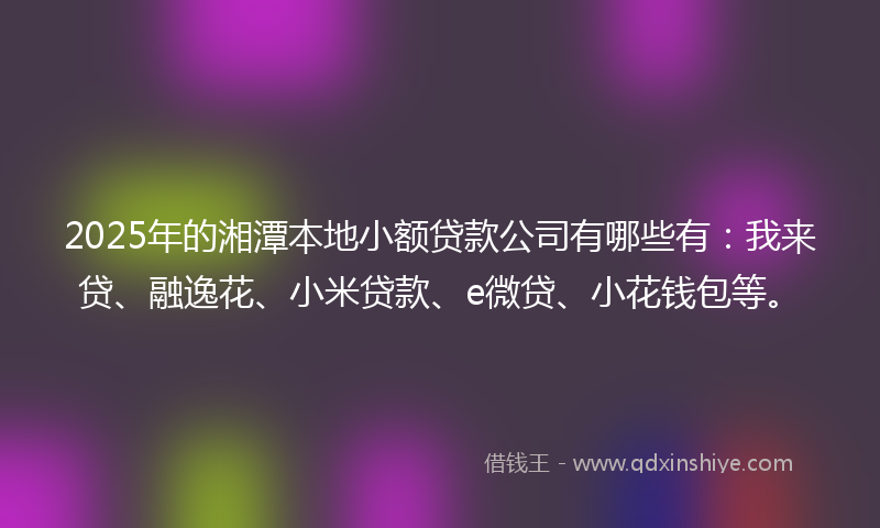 2025年的湘潭本地小额贷款公司有哪些有：我来贷、融逸花、小米贷款、e微贷、小花钱包等。