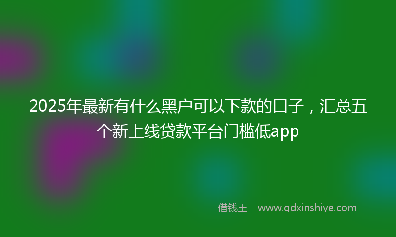 2025年最新有什么黑户可以下款的口子，汇总五个新上线贷款平台门槛低app
