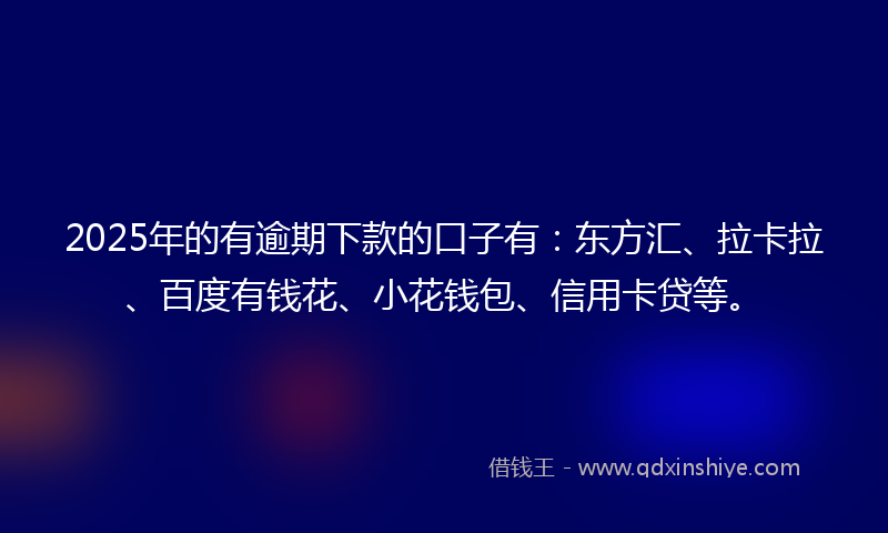 2025年的有逾期下款的口子有：东方汇、拉卡拉、百度有钱花、小花钱包、信用卡贷等。