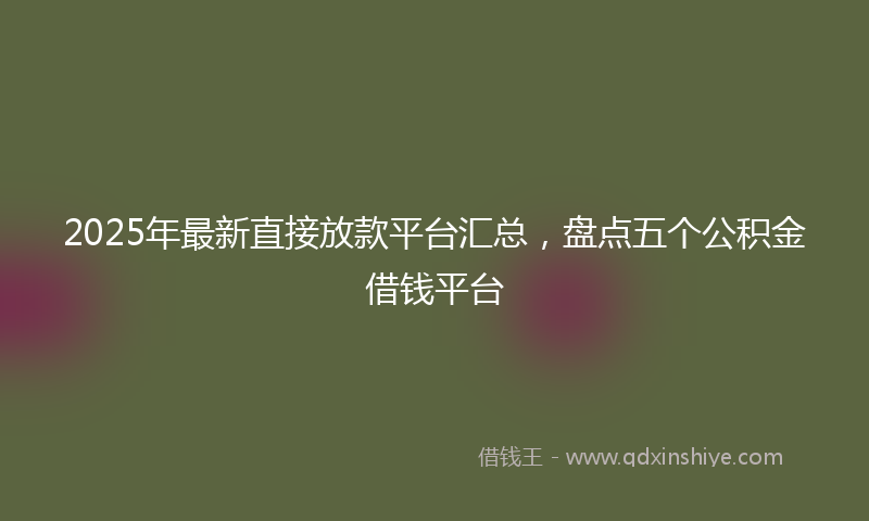 2025年最新直接放款平台汇总，盘点五个公积金借钱平台
